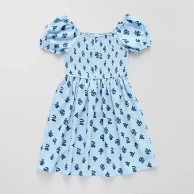 Thereabouts Little & Big Kid Girls Short Sleeve A-line Dress In Blue