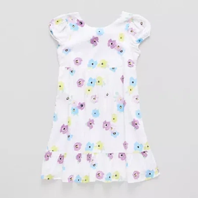 Thereabouts Little & Big Kid Girls Short Sleeve A-line Dress In White