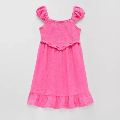 Thereabouts Little & Big Kid Girls Short Sleeve Cap A-line Dress In Pink