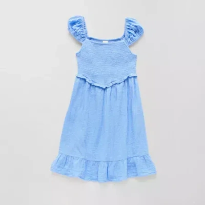 Thereabouts Little & Big Kid Girls Short Sleeve Cap A-line Dress In Blue