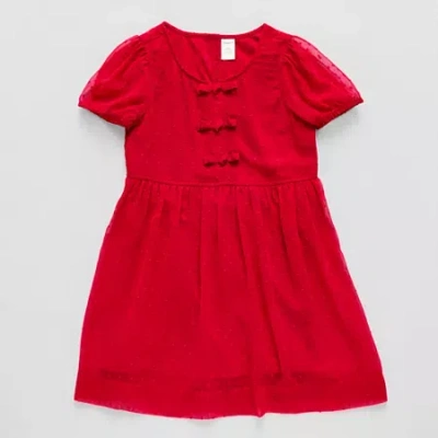 Thereabouts Little & Big Kid Girls Short Sleeve A-line Dress In Red
