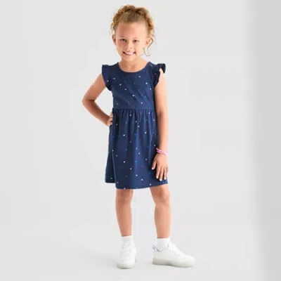 Thereabouts Little Girls Short Sleeve Flutter A-line Dress In Blue