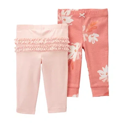 Carter's Baby Girls Straight Regular Fit Pull-on Pant In Pink