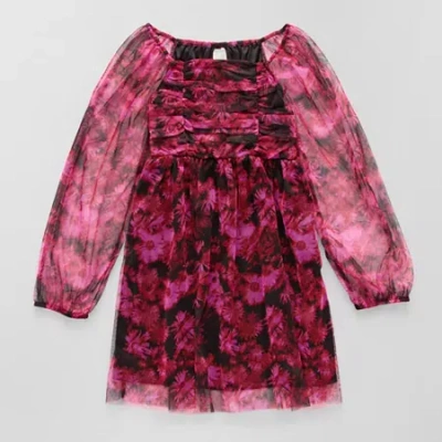 Thereabouts Little & Big Kid Girls Long Sleeve Balloon A-line Dress In Pink