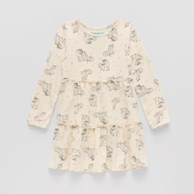 Thereabouts Little Girls Long Sleeve Skater Dress In White