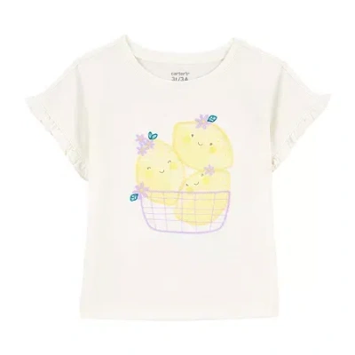 Carter's Toddler Girls Round Neck Short Sleeve Regular Fit Graphic T-shirt In White