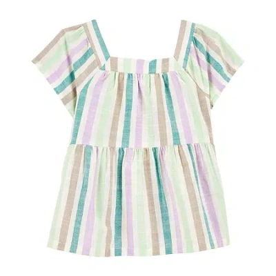 Carter's Toddler Girls Square Neck Short Sleeve Peplum Top In Blue