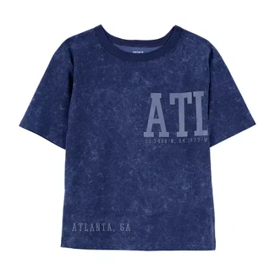 Carter's Little & Big Kid Boys Round Neck Short Sleeve Regular Fit Graphic T-shirt In Blue