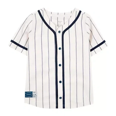 Carter's Little & Big Kid Boys V Neck Short Sleeve Fitted Regular Fit Button-down Shirt In Brown