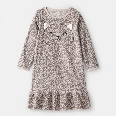 Carter's Toddler Girls Fleece Round Neck Long Sleeve Nightgown In Brown