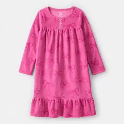 Carter's Toddler Girls Fleece Round Neck Long Sleeve Nightgown In Pink