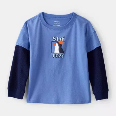 Carter's Toddler Boys Round Neck Long Sleeve T-shirt In Blue