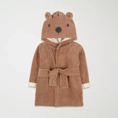 Baby Essentials Hooded Bear Baby Unisex Knee Length Long Sleeve Robe In Brown