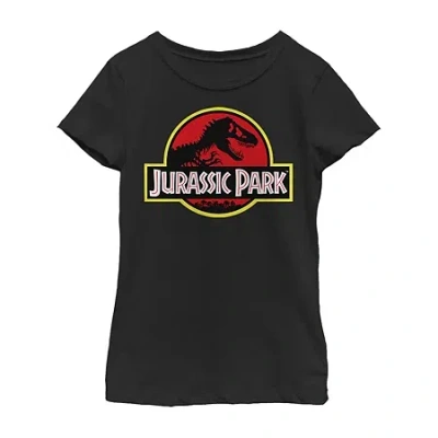 Fifth Sun Little & Big Kid Girls Crew Neck Short Sleeve Regular Fit Jurassic World Graphic T-shirt In Black