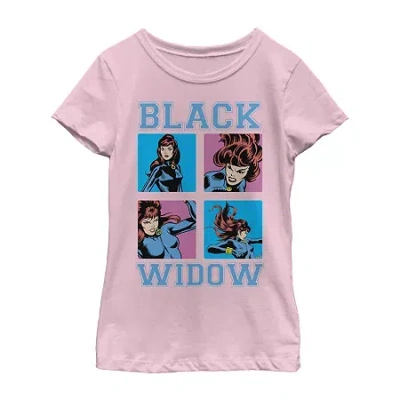 Fifth Sun Black Widow Little & Big Kid Girls Crew Neck Short Sleeve Regular Fit Marvel Graphic T-shirt In Pink