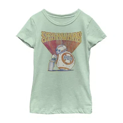Fifth Sun Big Kid Girls Crew Neck Short Sleeve Regular Fit Star Wars Graphic T-shirt In Green