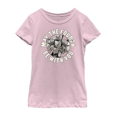 Fifth Sun Little & Big Kid Girls Crew Neck Short Sleeve Slim Fit Star Wars Graphic T-shirt In Purple