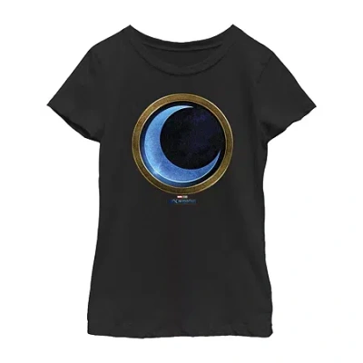 Fifth Sun Moon Knight Little & Big Kid Girls Crew Neck Short Sleeve Slim Fit Marvel Graphic T-shirt In Black