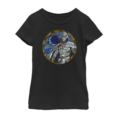 Fifth Sun Moon Knight Little & Big Kid Girls Crew Neck Short Sleeve Slim Fit Marvel Graphic T-shirt In Black