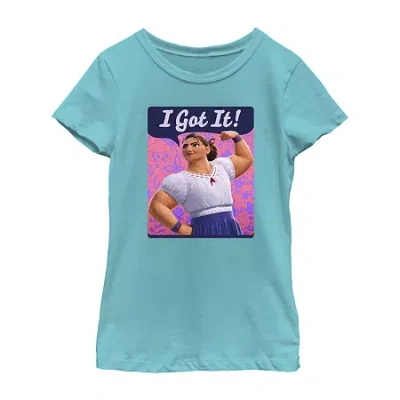 Fifth Sun Disney Encanto Little & Big Kid Girls Crew Neck Short Sleeve Slim Fit Encanto Graphic T-shirt In Blue