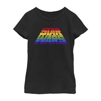 Fifth Sun Little & Big Kid Girls Crew Neck Short Sleeve Slim Fit Star Wars Graphic T-shirt In Black