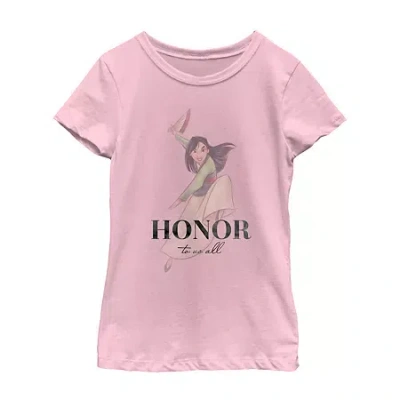 Fifth Sun Little & Big Kid Girls Crew Neck Short Sleeve Slim Fit Marvel Graphic T-shirt In Pink