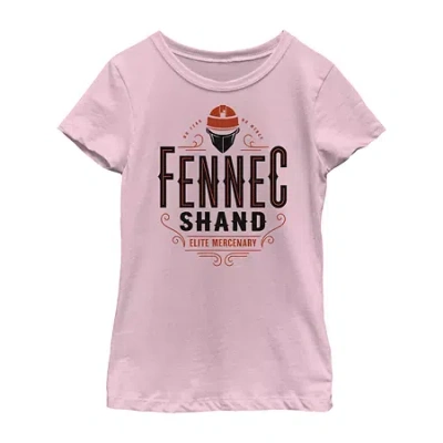 Fifth Sun Fennec Shand Little & Big Kid Girls Crew Neck Short Sleeve Slim Fit Star Wars Graphic T-shirt In Pink