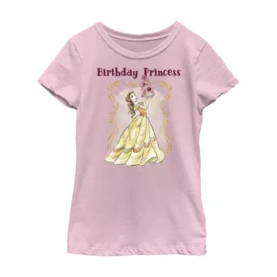 Fifth Sun Disney Little & Big Kid Girls Crew Neck Short Sleeve Regular Fit Belle Graphic T-shirt In Purple