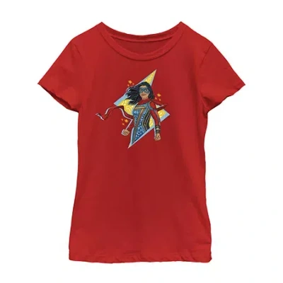 Fifth Sun Little & Big Kid Girls Crew Neck Short Sleeve Regular Fit Marvel Graphic T-shirt In Red