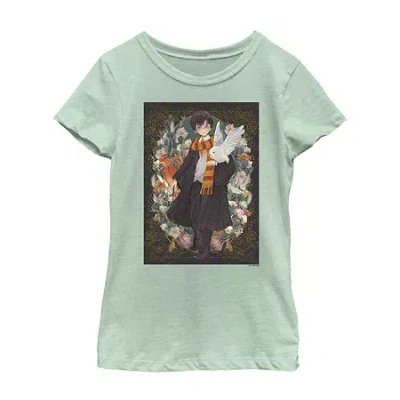Fifth Sun Little & Big Kid Girls Crew Neck Short Sleeve Regular Fit Harry Potter Graphic T-shirt In Green