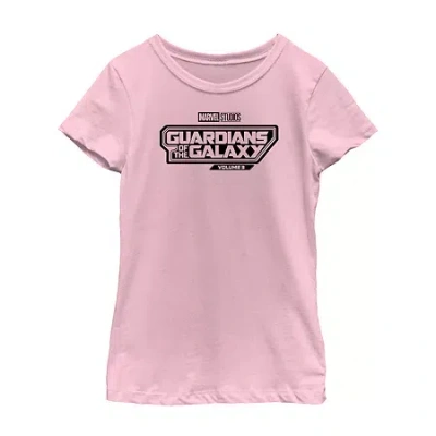 Fifth Sun Little & Big Kid Girls Crew Neck Short Sleeve Regular Fit Guardians Of The Galaxy Graphic T-shirt In Pink