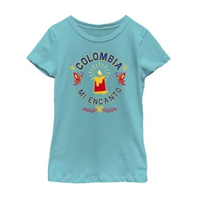 Fifth Sun Disney Little & Big Kid Girls Crew Neck Short Sleeve Regular Fit Encanto Graphic T-shirt In Blue