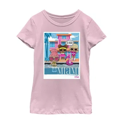Fifth Sun Little & Big Kid Girls Crew Neck Short Sleeve Regular Fit Lol Graphic T-shirt In Pink