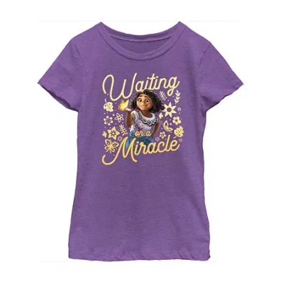 Fifth Sun Disney Little & Big Kid Girls Crew Neck Short Sleeve Regular Fit Encanto Graphic T-shirt In Purple