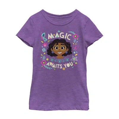 Fifth Sun Disney Little & Big Kid Girls Crew Neck Short Sleeve Regular Fit Encanto Graphic T-shirt In Purple