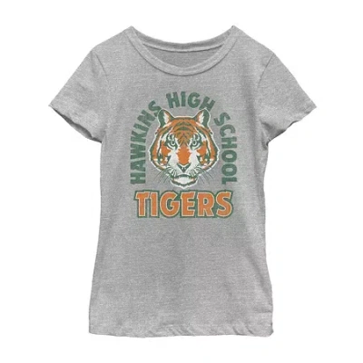 Fifth Sun Little & Big Kid Girls Crew Neck Short Sleeve Regular Fit Stranger Things Graphic T-shirt In Gray