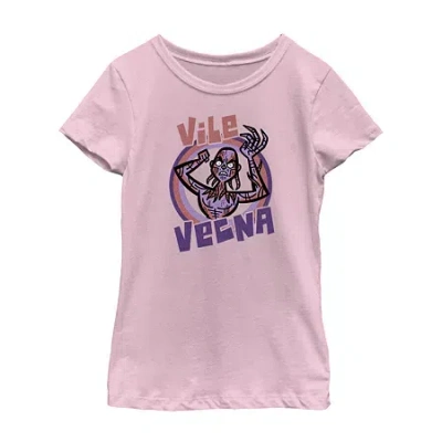 Fifth Sun Little & Big Kid Girls Crew Neck Short Sleeve Regular Fit Stranger Things Graphic T-shirt In Pink