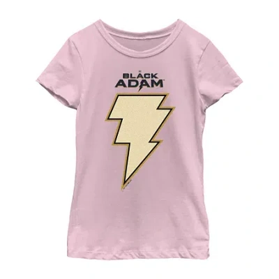 Fifth Sun Black Adam Little & Big Kid Girls Crew Neck Short Sleeve Regular Fit Dc Comics Graphic T-shirt In Pink