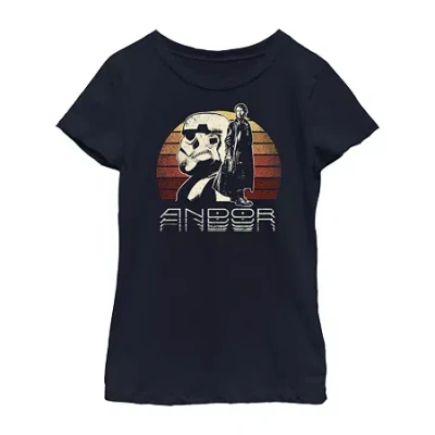 Fifth Sun Andor Little & Big Kid Girls Crew Neck Short Sleeve Regular Fit Star Wars Graphic T-shirt In Blue