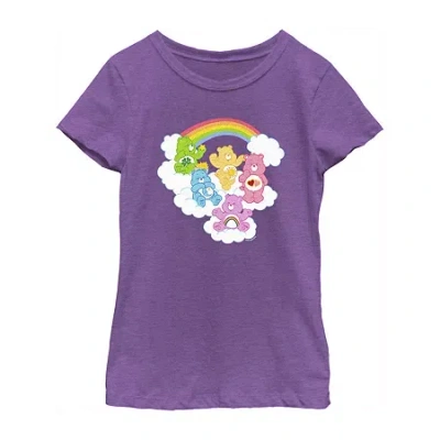 Fifth Sun Little & Big Kid Girls Crew Neck Short Sleeve Regular Fit Care Bears Graphic T-shirt In Purple