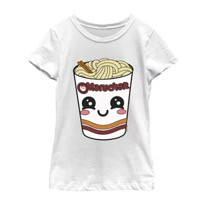 Fifth Sun Maruchan Little & Big Kid Girls Crew Neck Short Sleeve Regular Fit Graphic T-shirt In White