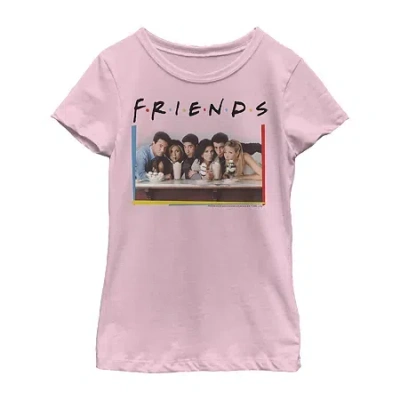 Fifth Sun Little & Big Kid Girls Crew Neck Short Sleeve Regular Fit Friends Graphic T-shirt In Pink