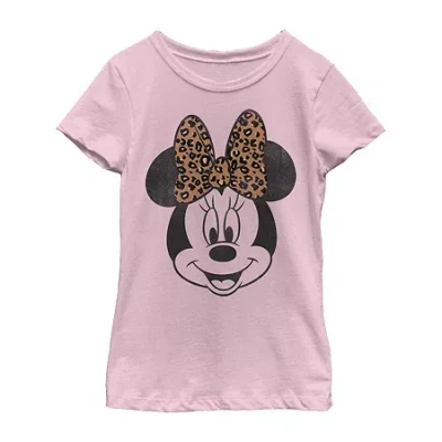Fifth Sun Disney Little & Big Kid Girls Crew Neck Short Sleeve Regular Fit Minnie Mouse Graphic T-shirt In Pink