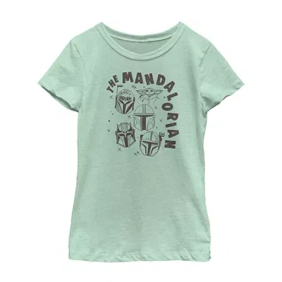 Fifth Sun The Mandalorian Little & Big Kid Girls Crew Neck Short Sleeve Regular Fit Star Wars Graphic T-shirt In Green