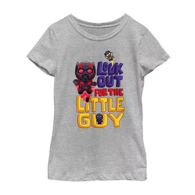 Fifth Sun Quantumania Little & Big Kid Girls Crew Neck Short Sleeve Regular Fit Ant Man Graphic T-shirt In Gray