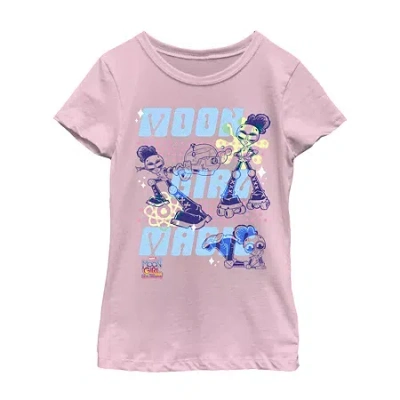 Fifth Sun Little & Big Kid Girls Crew Neck Short Sleeve Regular Fit Marvel Moon Girl Graphic T-shirt In Pink