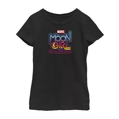Fifth Sun Little & Big Kid Girls Crew Neck Short Sleeve Regular Fit Marvel Moon Girl Graphic T-shirt In Black
