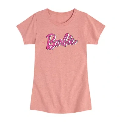 Air Waves Little & Big Kid Girls Crew Neck Short Sleeve Regular Fit Barbie Graphic T-shirt In Pink