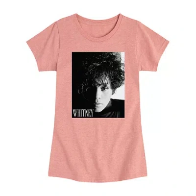 Air Waves Little & Big Kid Girls Crew Neck Short Sleeve Regular Fit Whitney Houston Graphic T-shirt In Pink