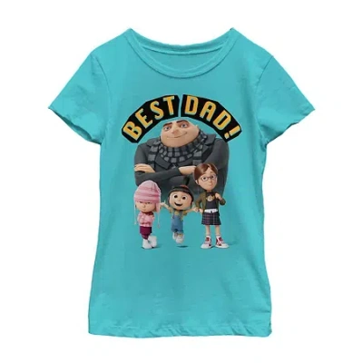 Fifth Sun Little & Big Kid Girls Crew Neck Short Sleeve Regular Fit Despicable Me Graphic T-shirt In Blue